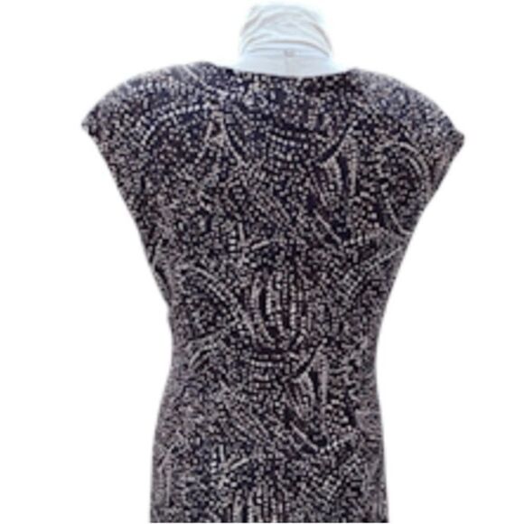 Jones New York Faux Wrap Dress Sz. 12 V-Neck Brown/Beige/Black - Picture 4 of 7